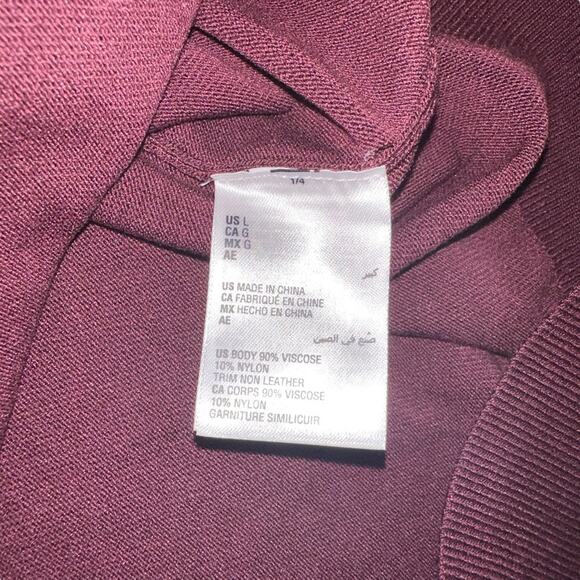 NWT INC International Concepts Men Zip Up Faux Leather Trim Burgundy Cardigan L - Picture 5 of 7